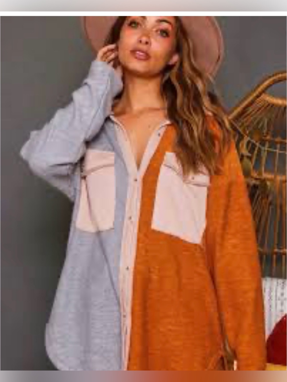 NWT FANTASTIC FAWN Oversized Terry Long Sleeve Button Down Top- Small
